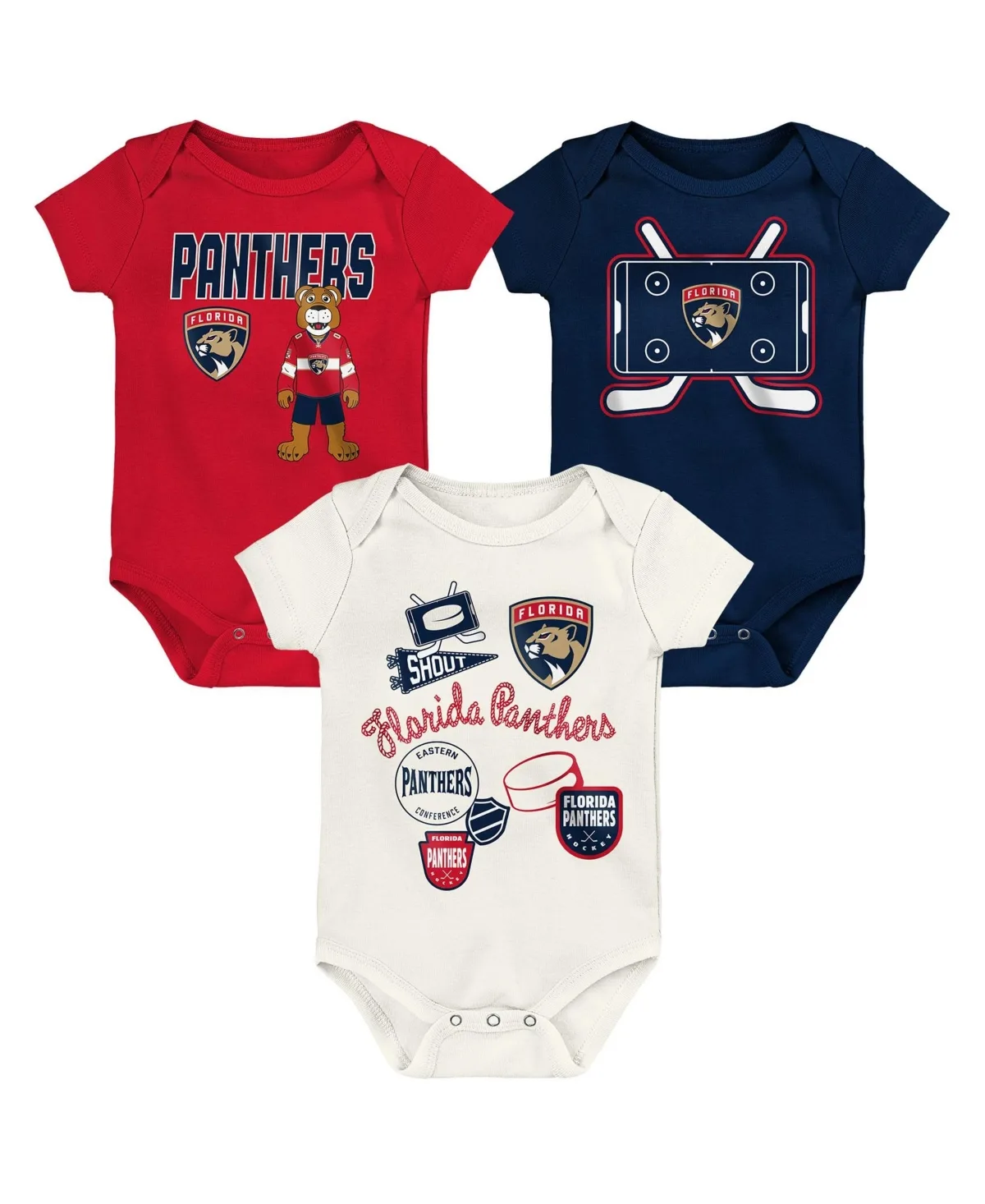 Florida Panthers Littlest Player Short-Sleeve Bodysuits, 3-Piece Set by Outerstuff