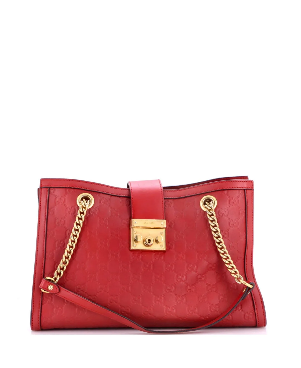 Pre-Owned Gucci Medium Padlock Chain Tote Guccissima Leather by Gucci