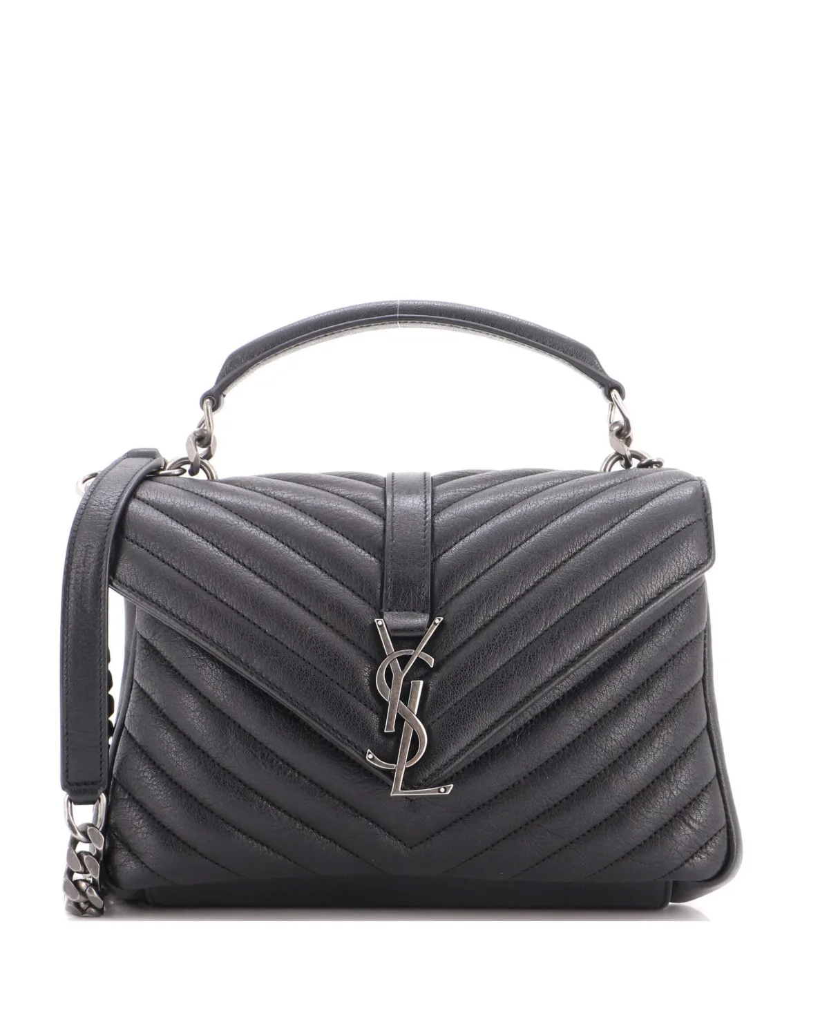 Pre-Owned Saint Laurent Classic Monogram College Chevron Medium Shoulder Bag by Saint Laurent