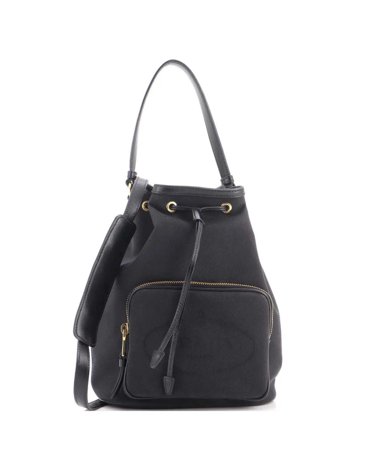 Pre-Owned Logo Drawstring Bucket Bag Canvas by Prada
