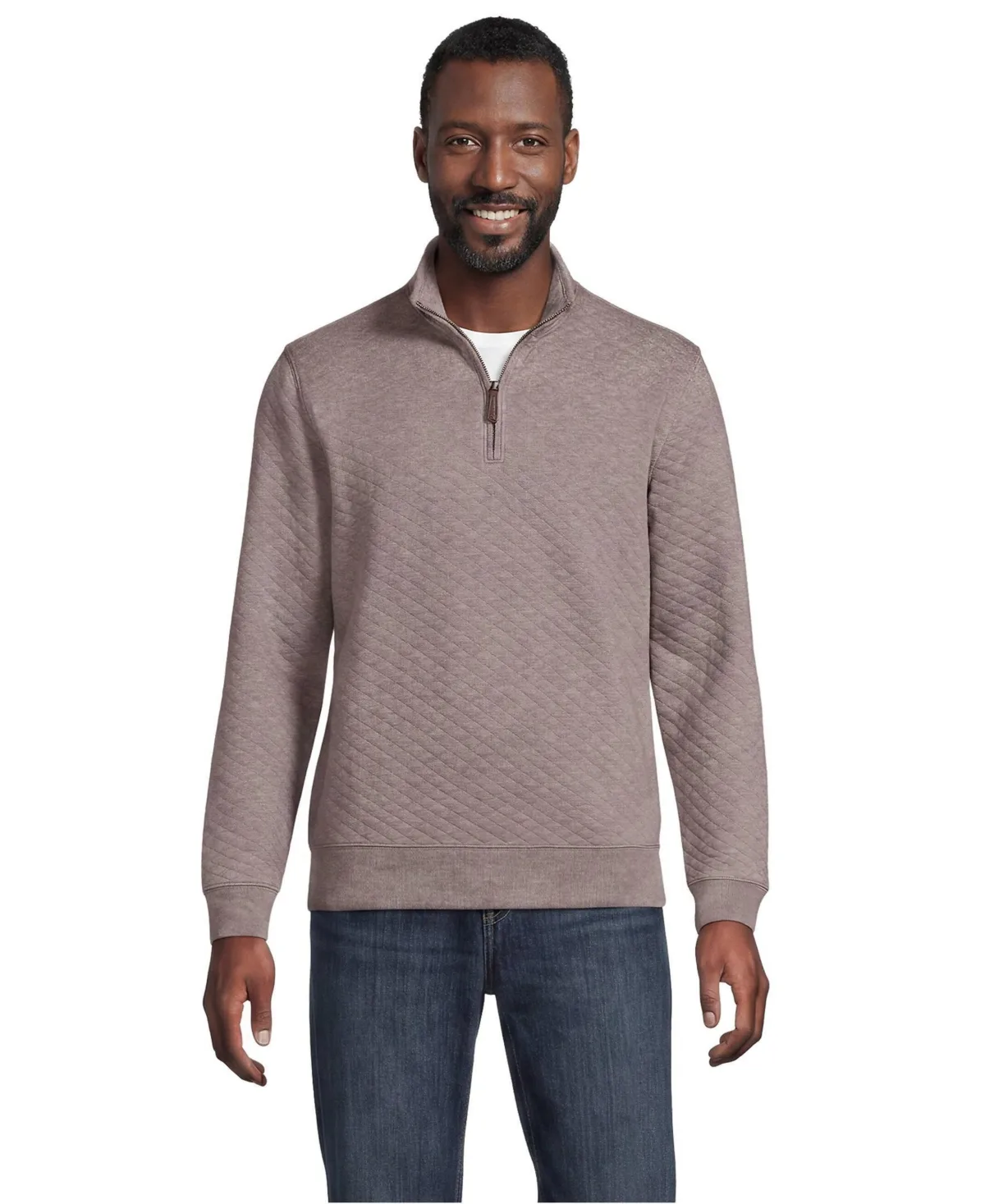 Bedford Mock Neck Quarter-Zip Diamond-Quilted Pullover
