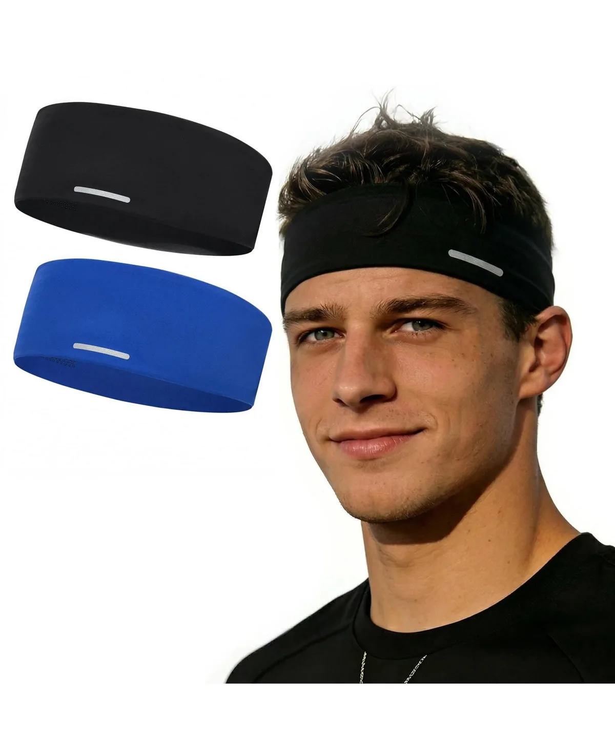 Lightweight Sweat Wicking Headband Anti Slip Reflective Strip for Running Gym Sports by Sportneer
