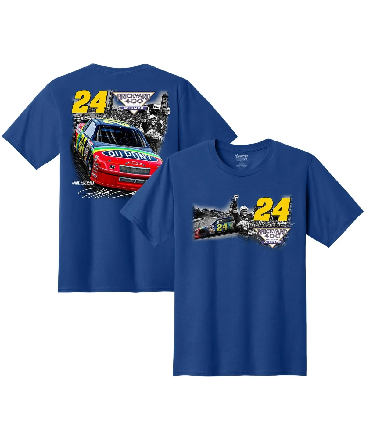 Jeff Gordon Inaugural Brickyard 400 Winner Screen-Print Cotton Crewneck T-Shirt by Classic Ink