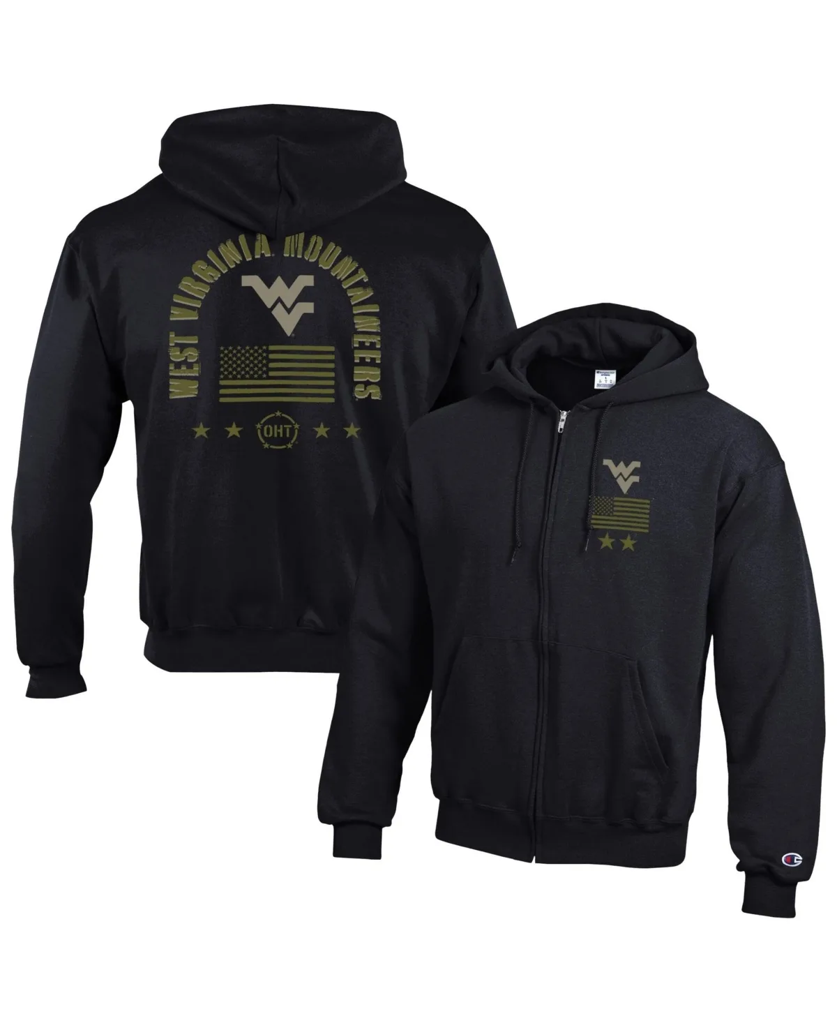 West Virginia Mountaineers Operation Hat Trick Flag Powerblend Fleece Full-Zip Hoodie by Champion