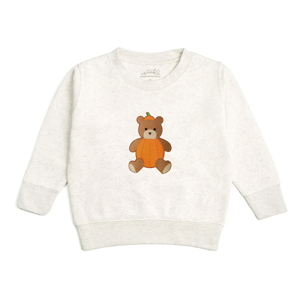 Pumpkin Teddy Bear Patch Crewneck Sweatshirt by Sweet Wink
