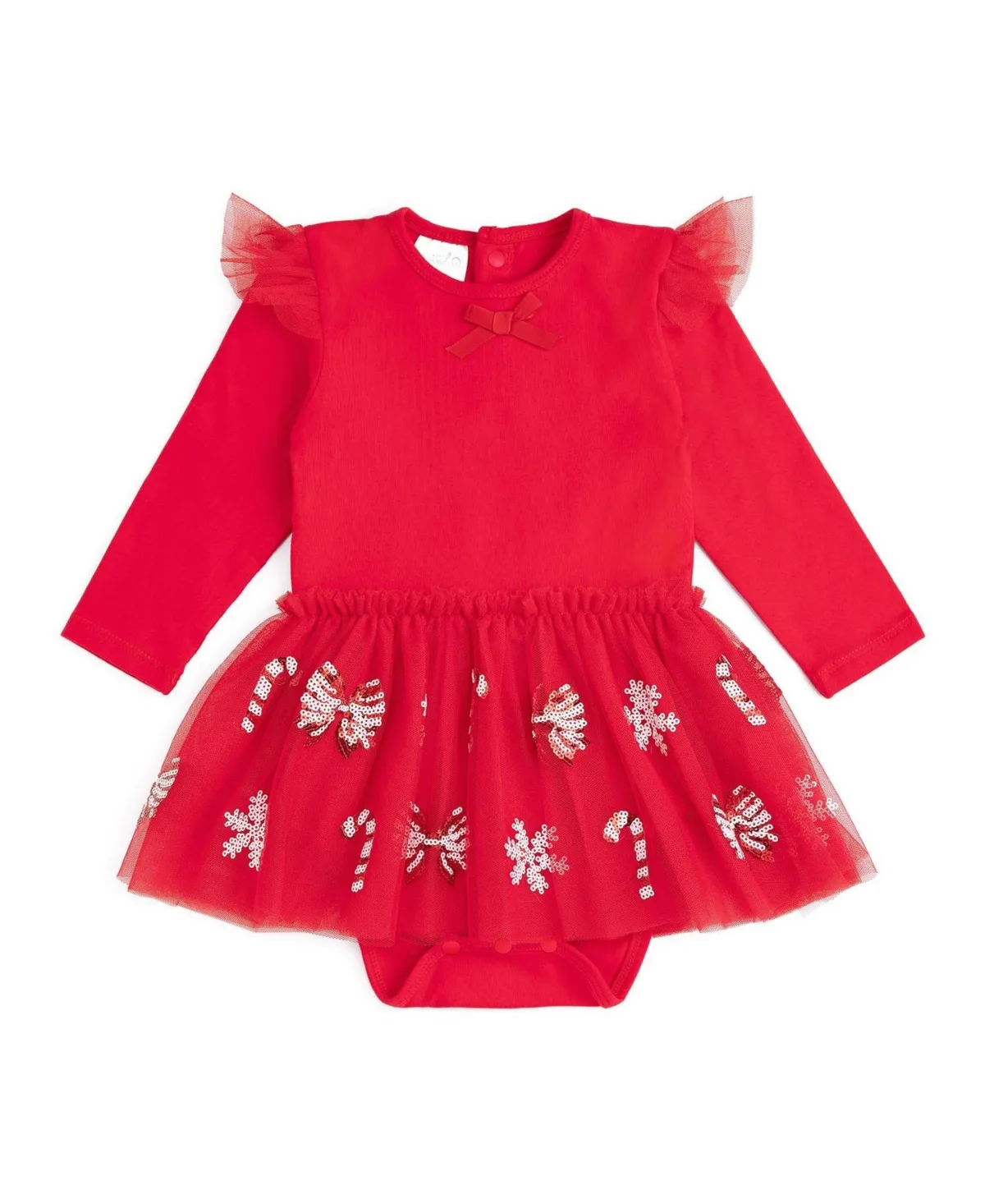 Peppermint Swirl Holiday Long Sleeve Mock Neck Tutu Bodysuit by Sweet Wink