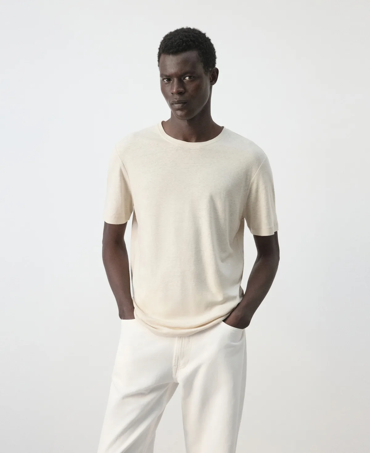 Slim-Fit Linen-Blend T-Shirt by Mango