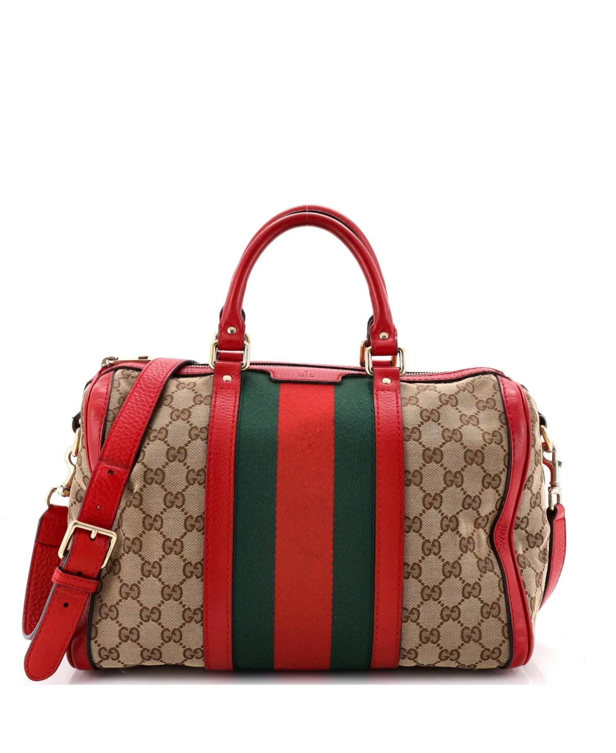 Pre-Owned Medium Vintage Web Boston Bag Gg Canvas