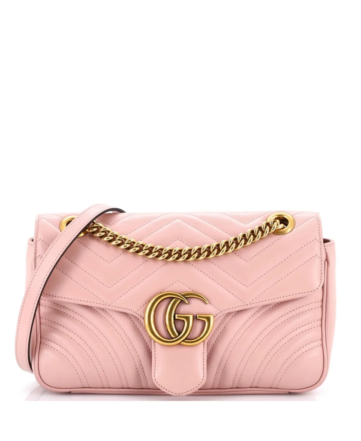 Pre-Owned Medium Gg Marmont Flap Bag Matelasse Leather