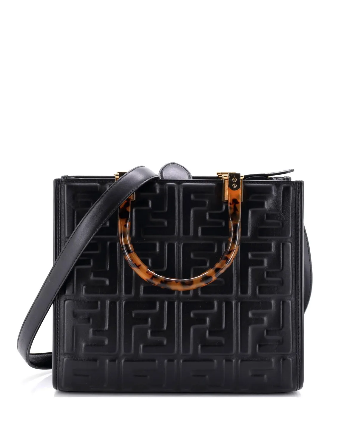 Pre-Owned Small Sunshine Shopper Tote Zucca Embossed Leather by FENDI