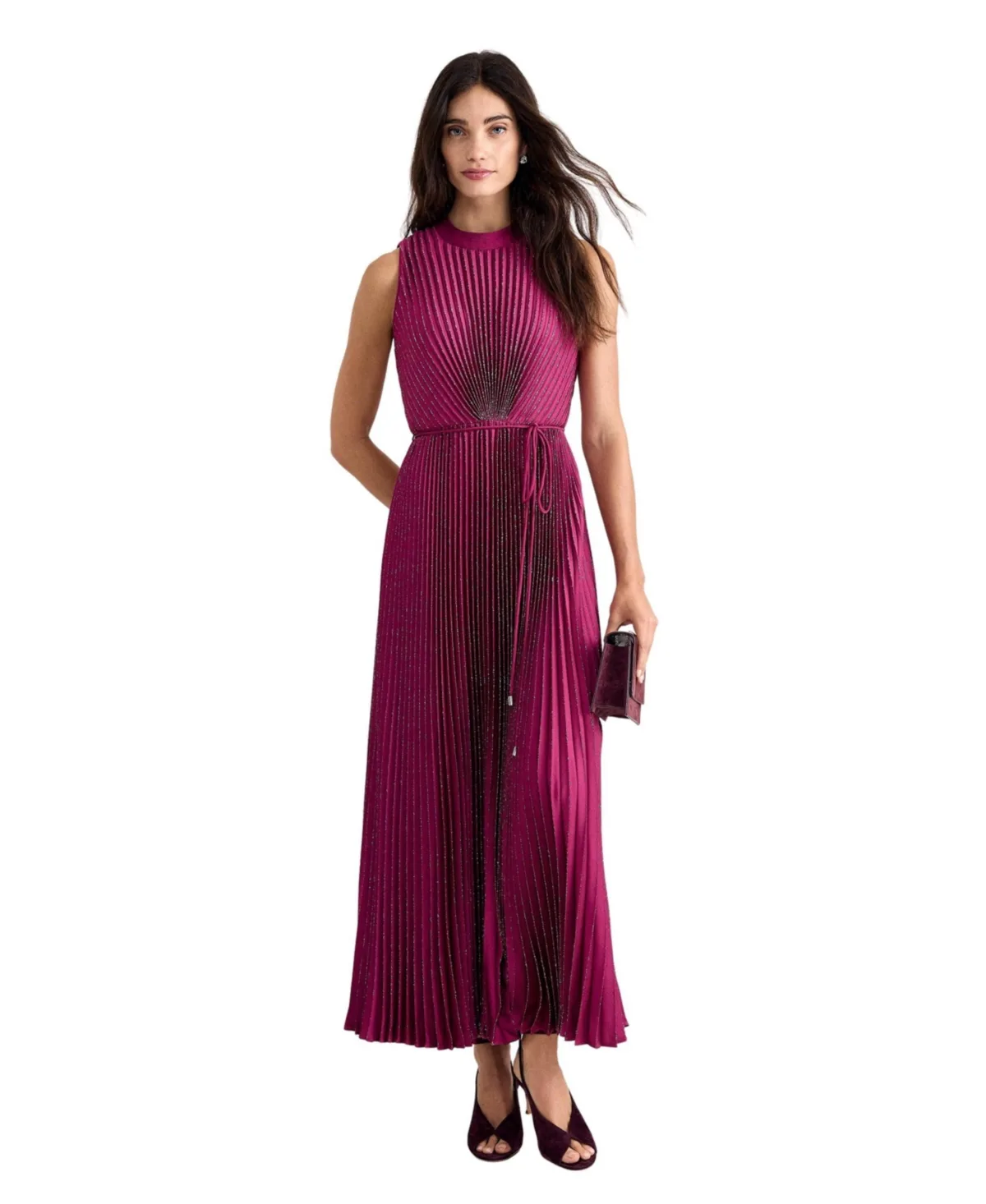 Simara High-Neck Pleated Maxi Dress by Phase Eight