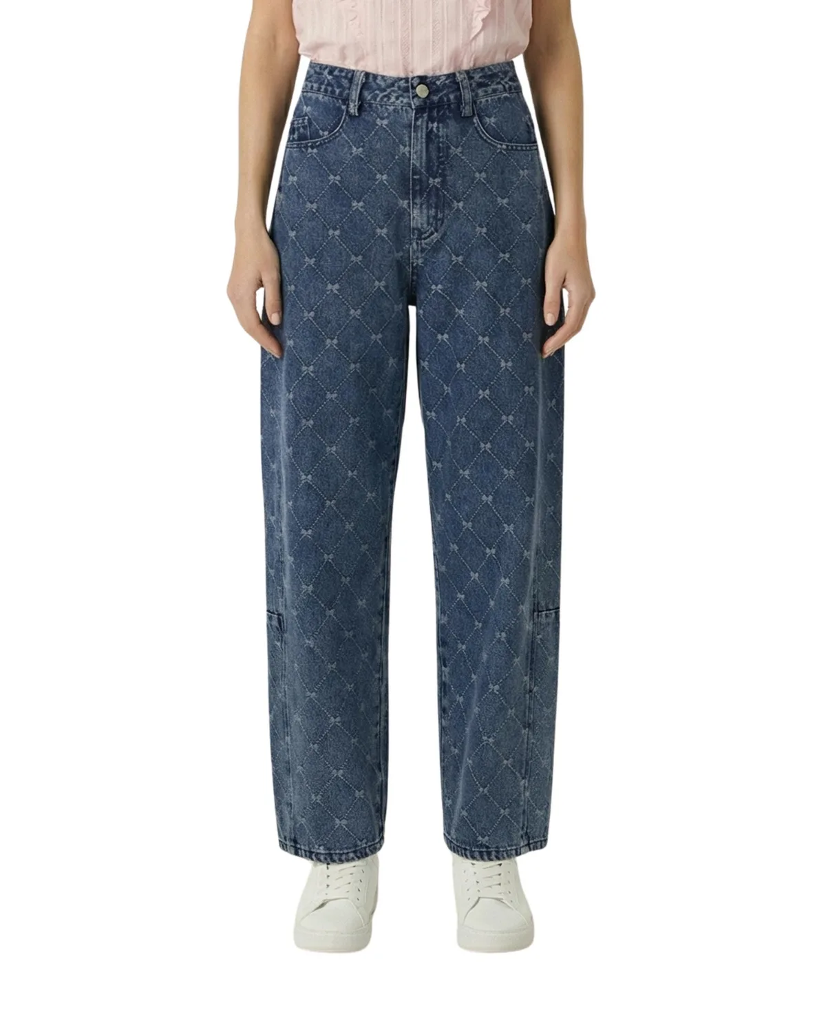 High-Rise Barrel-Leg Embroidered Jeans by Modenaire
