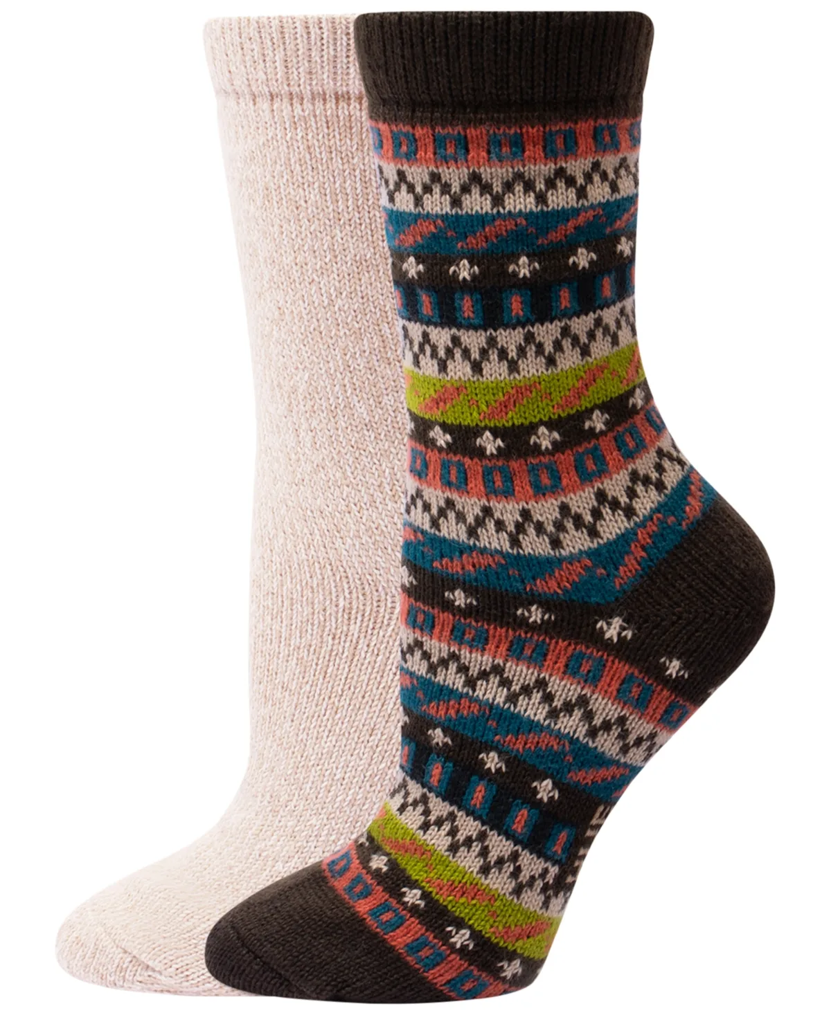 Geo-Stripe Knit Boot Socks, 2-Pack by HUE