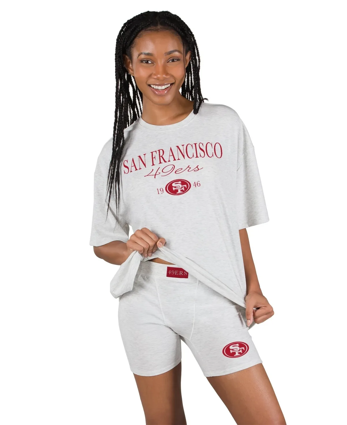 San Francisco 49ers Oversized Crew Neck T-Shirt and Briefs, 2-Piece Set by Concepts Sport