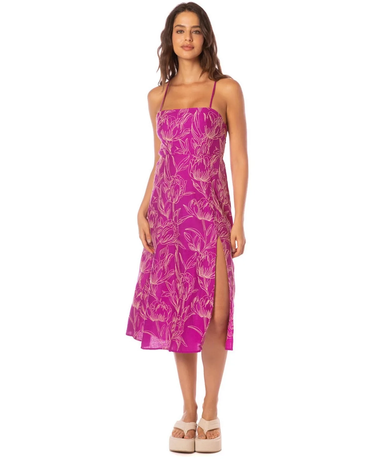 Flamingo Floral Open-Back Midi Dress by Maaji