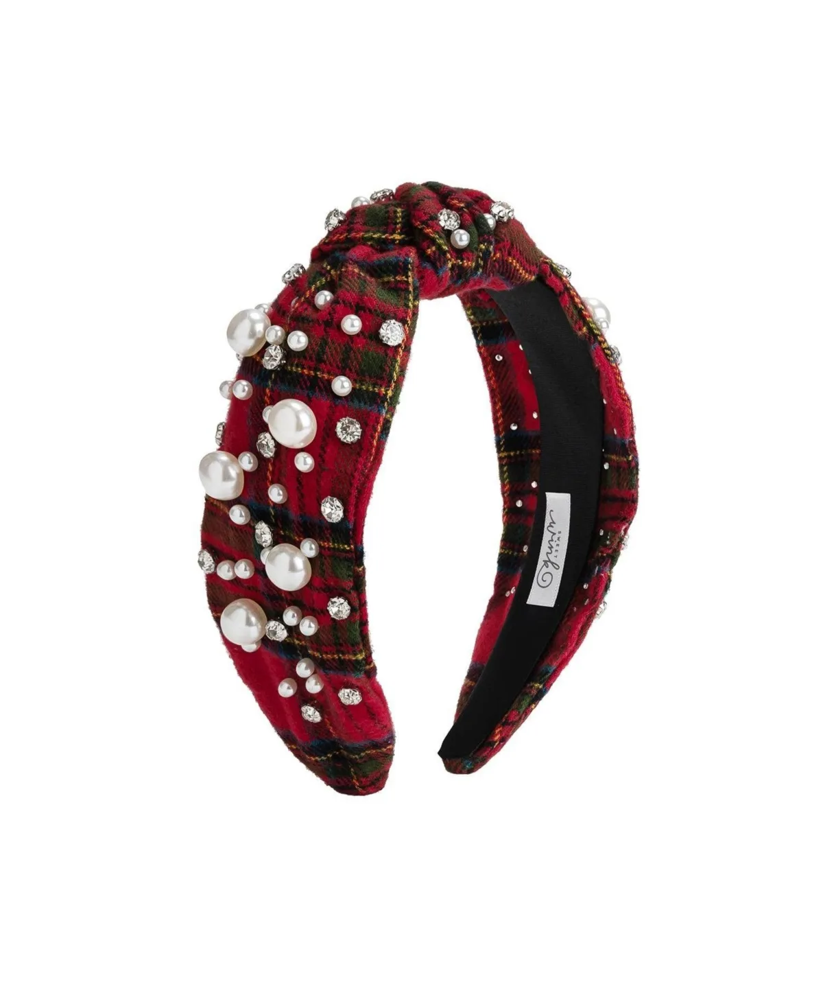 Christmas Tartan Pearl Headband by Sweet Wink