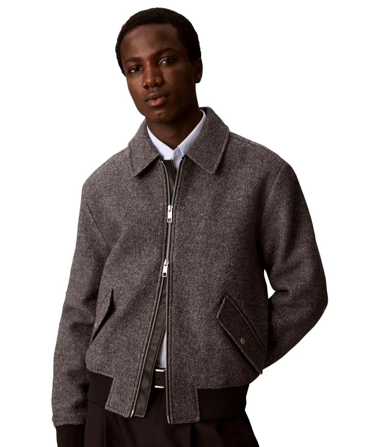 Wool-Blend Boucle Bomber Jacket