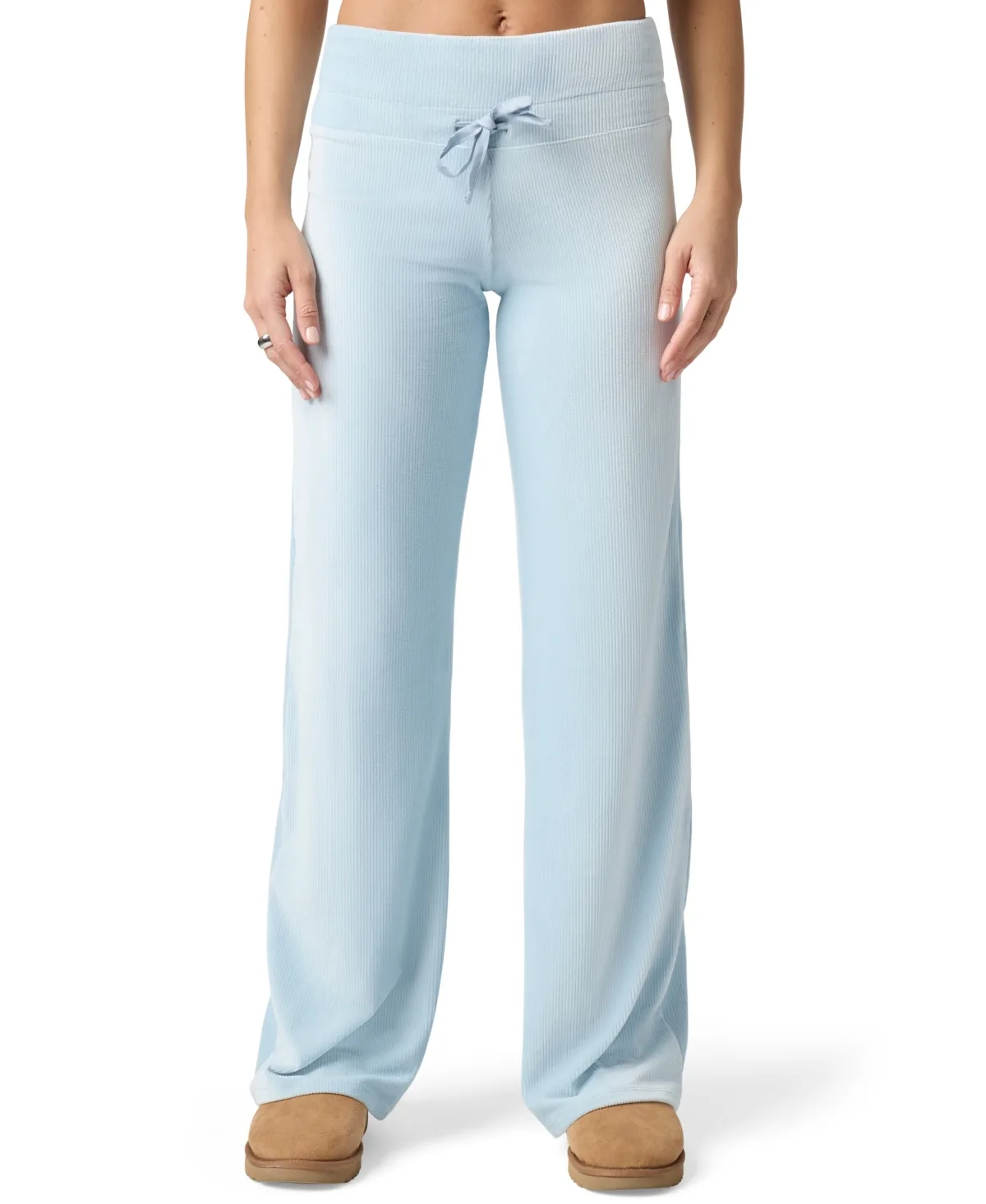 Cuddle Up Wide-Leg Low-Rise Ribbed Pants by Florence by Mills
