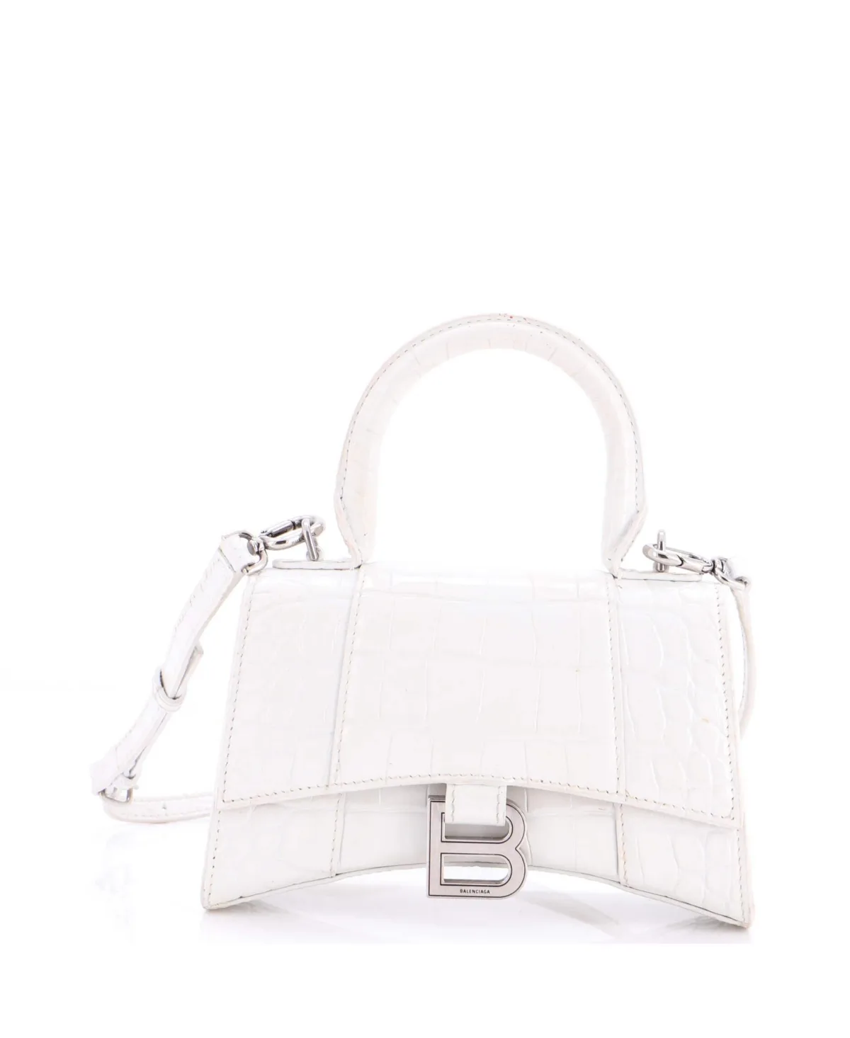 Pre-Owned Balenciaga XS Hourglass Top Handle Bag Embossed Leather by Balenciaga