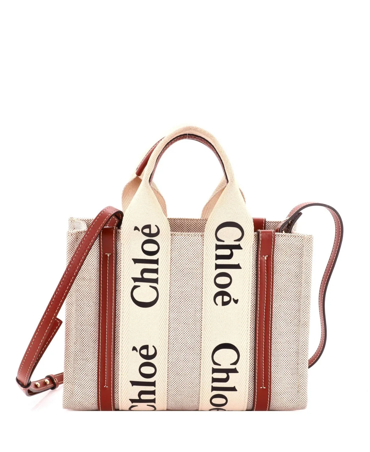 Pre-Owned Chloe Small Woody Convertible Tote Canvas with Leather by Chloé