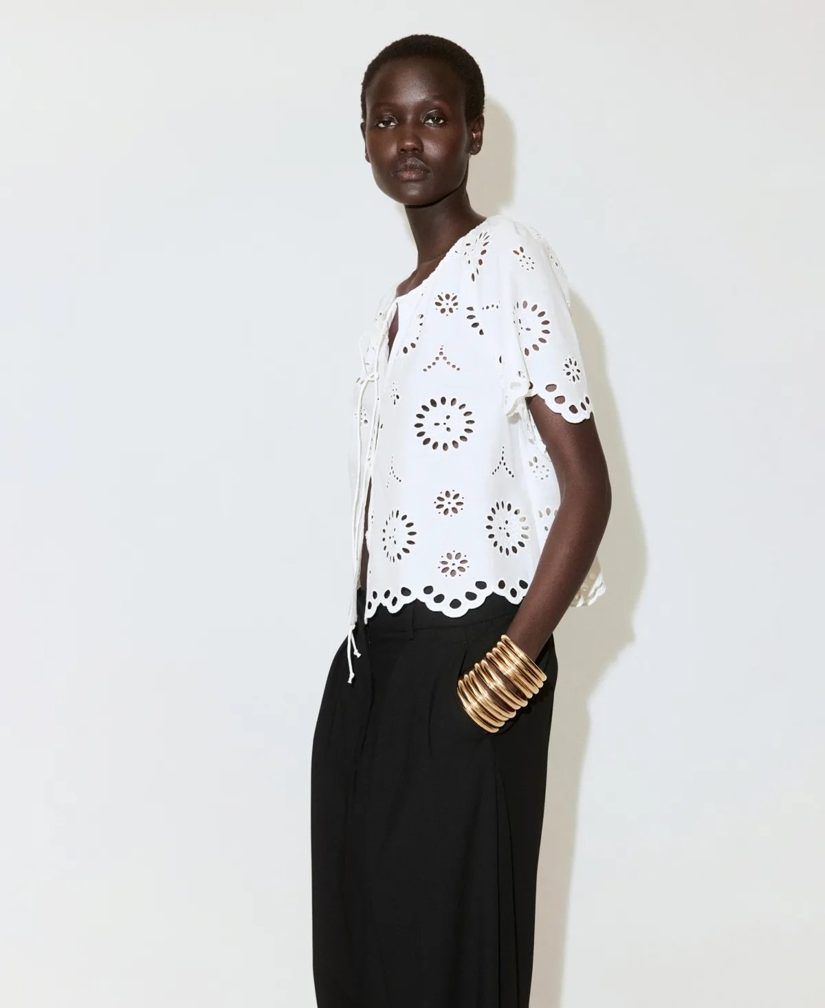 100% Cotton Openwork Embroidery Blouse by Mango