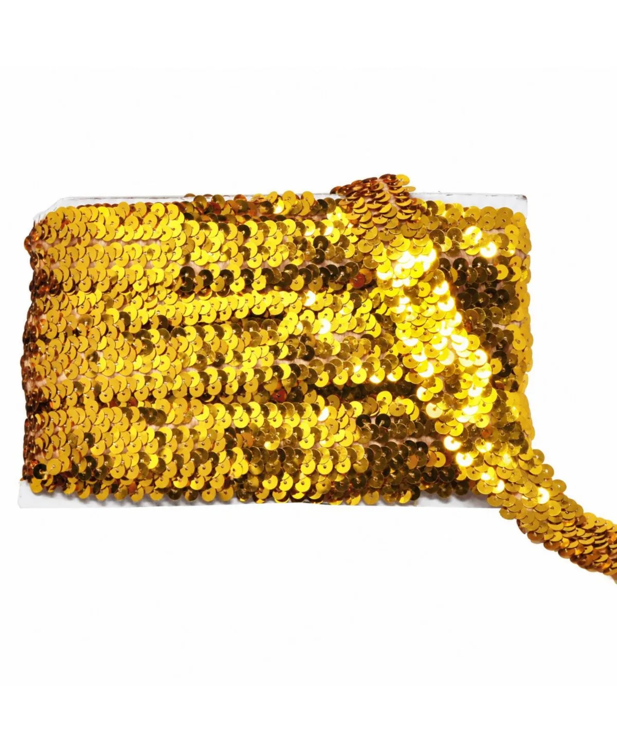 Gold Sequin Elastic Ribbon Trim for Sewing Crafts Decorations - 1 Inch 10 Yards by Aeelike