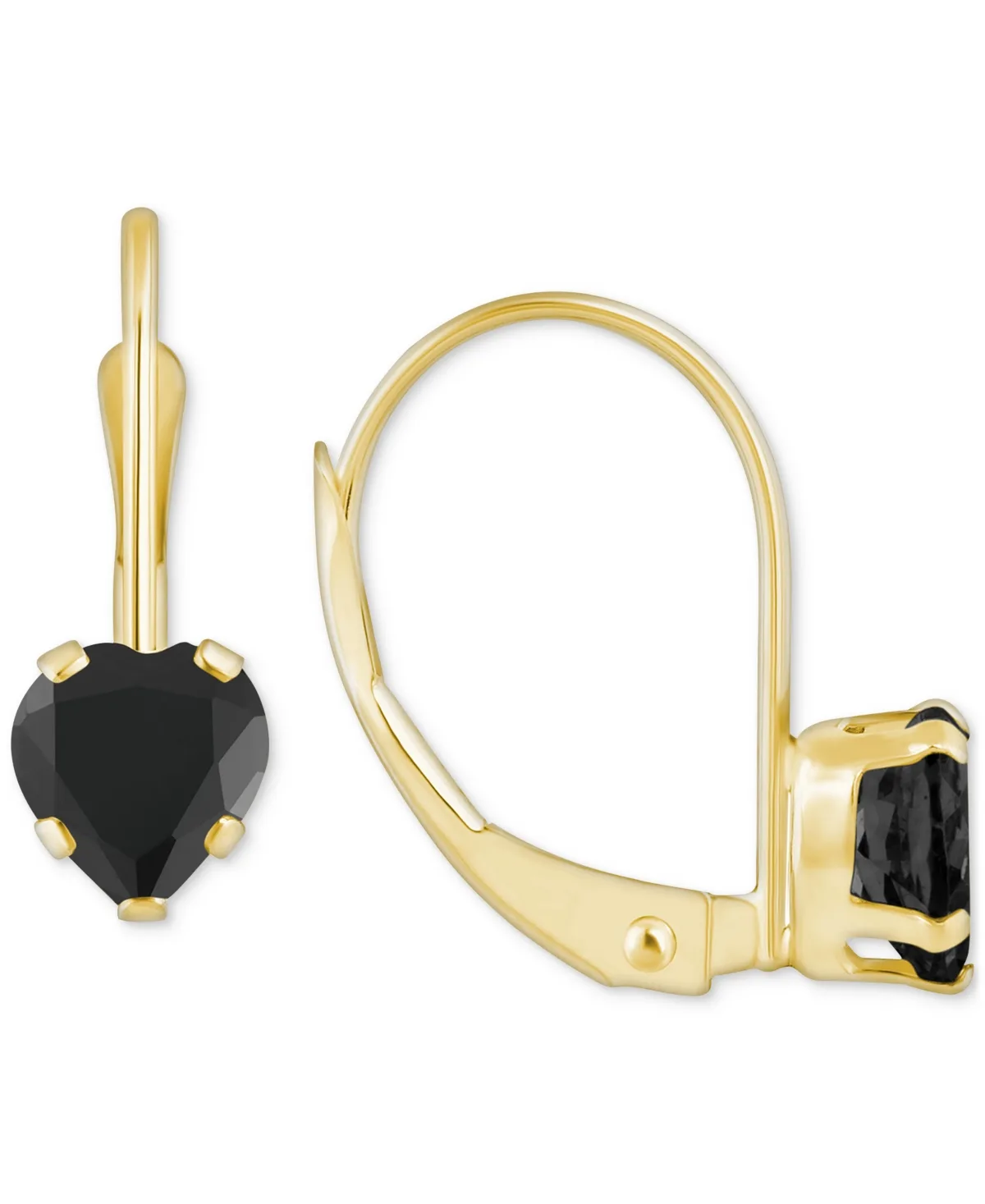 Onyx Heart-Shaped Solitaire Leverback Earrings in 10k Gold by Macy's