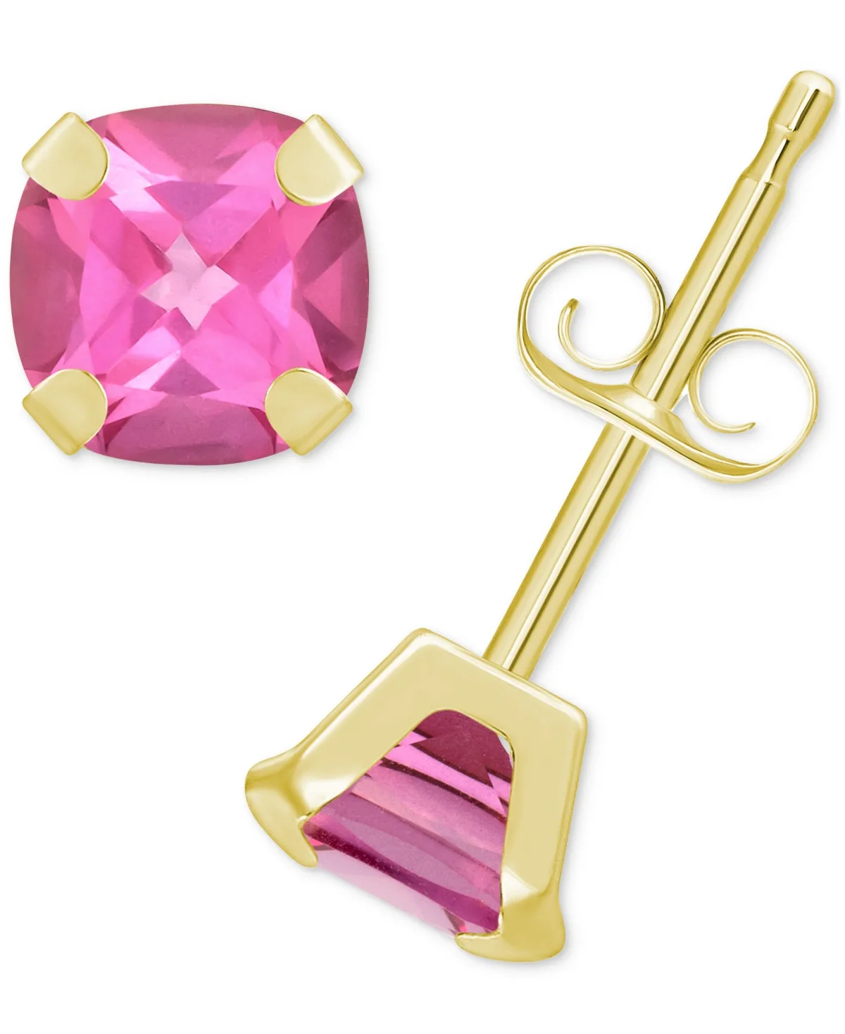 Pink Topaz Solitaire Four Prong Stud Earrings (1-1/2 ct. t.w.) in 14k Gold by Macy's