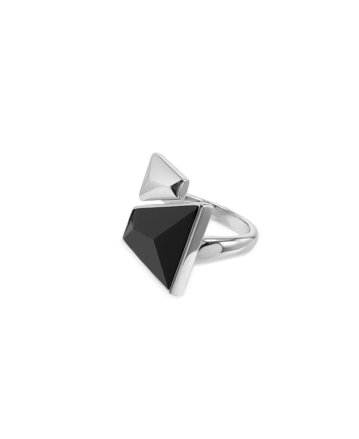 Black Agate Statement Triangle Cut Echo Ring by Retro Chic