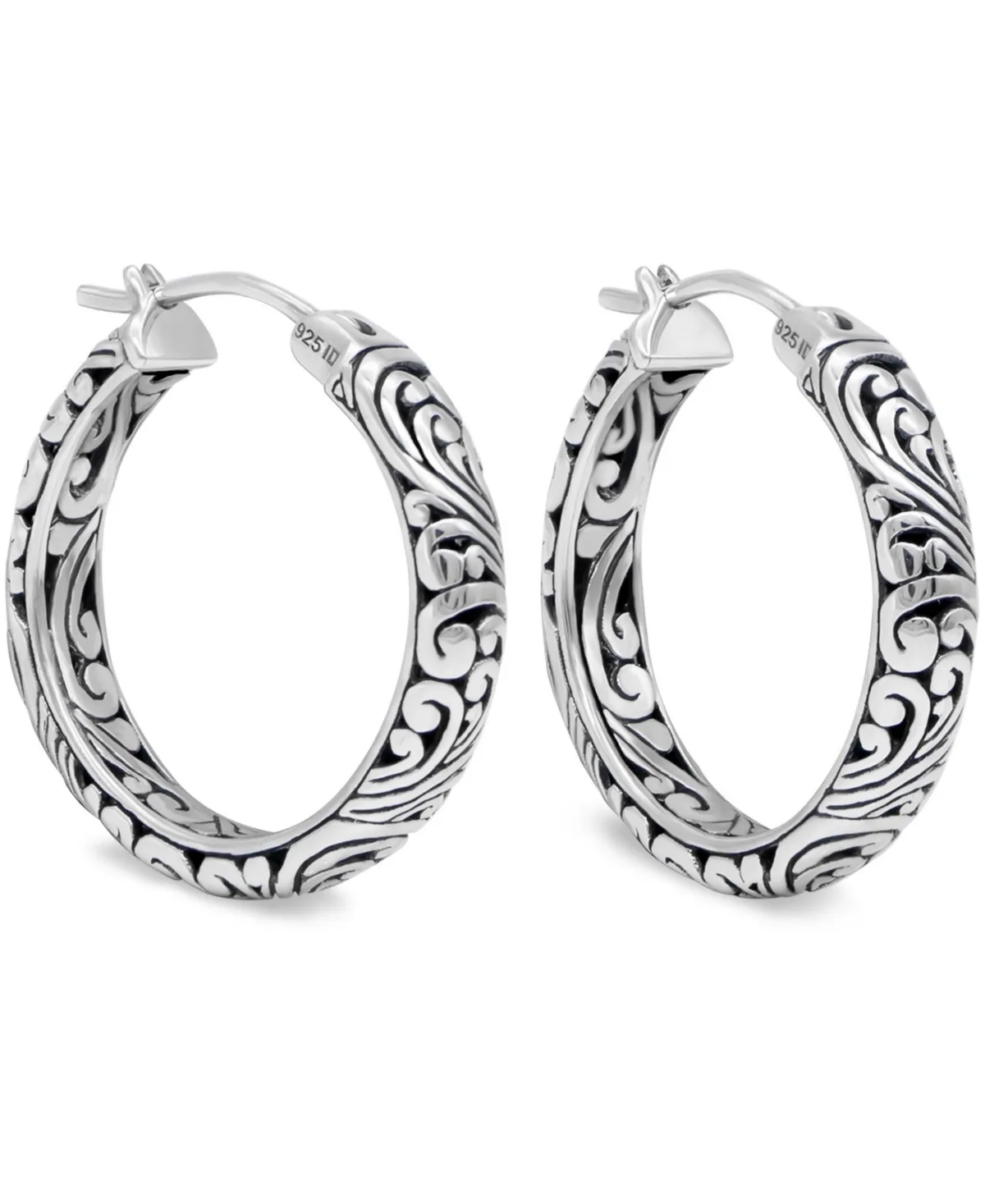 Sterling Silver Filigree Hoop Earrings by Devata