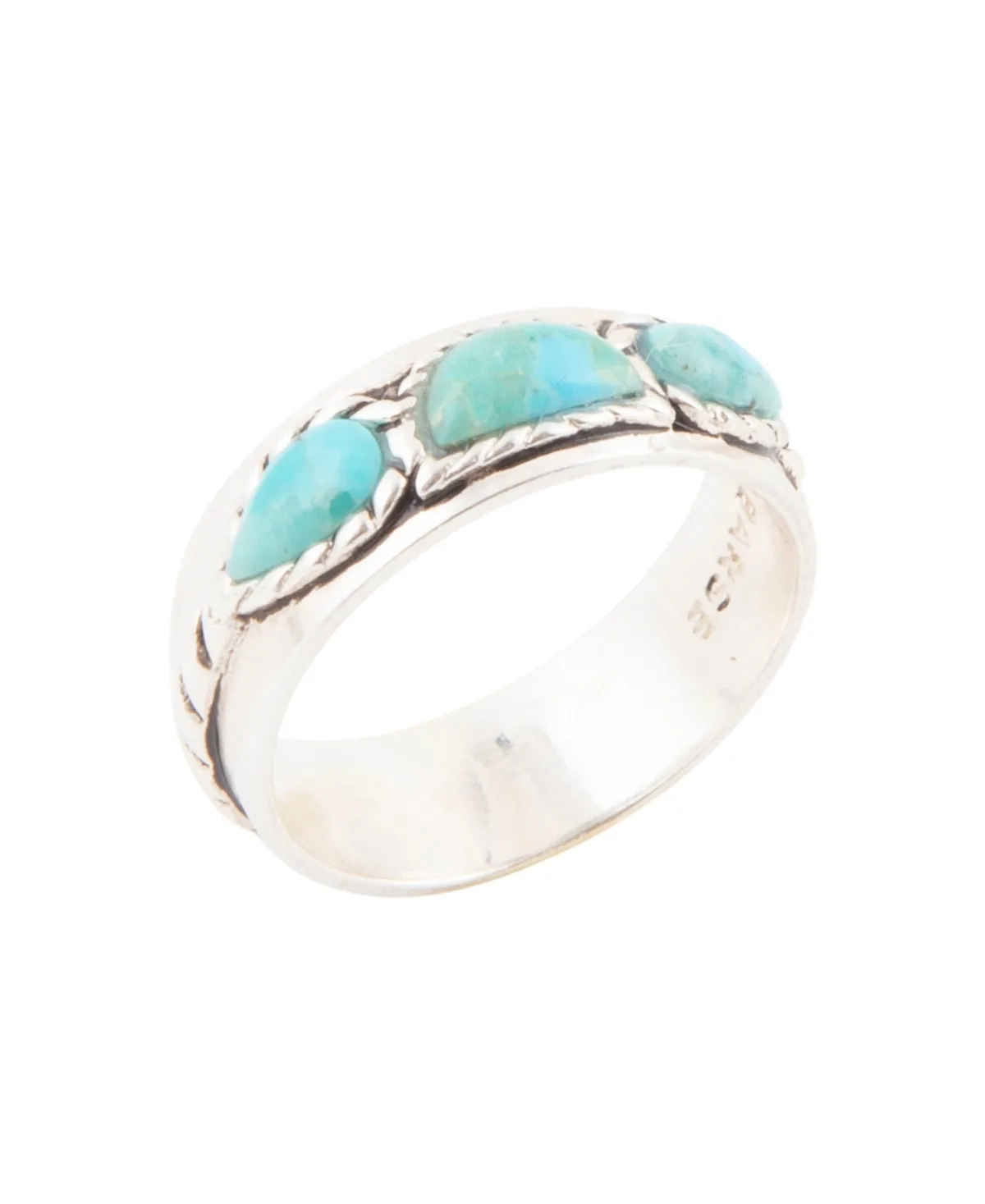 Triple Stone Simplicity Blue Turquoise and Silver Ring by Barse