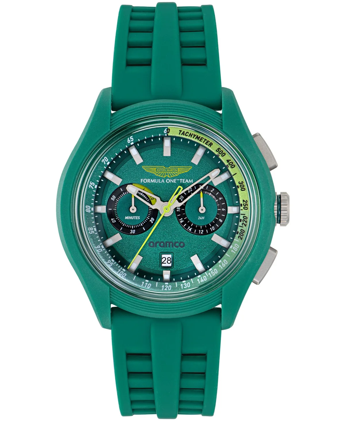 Quartz Round Green Silicone Strap Watch 44mm by Aston Martin