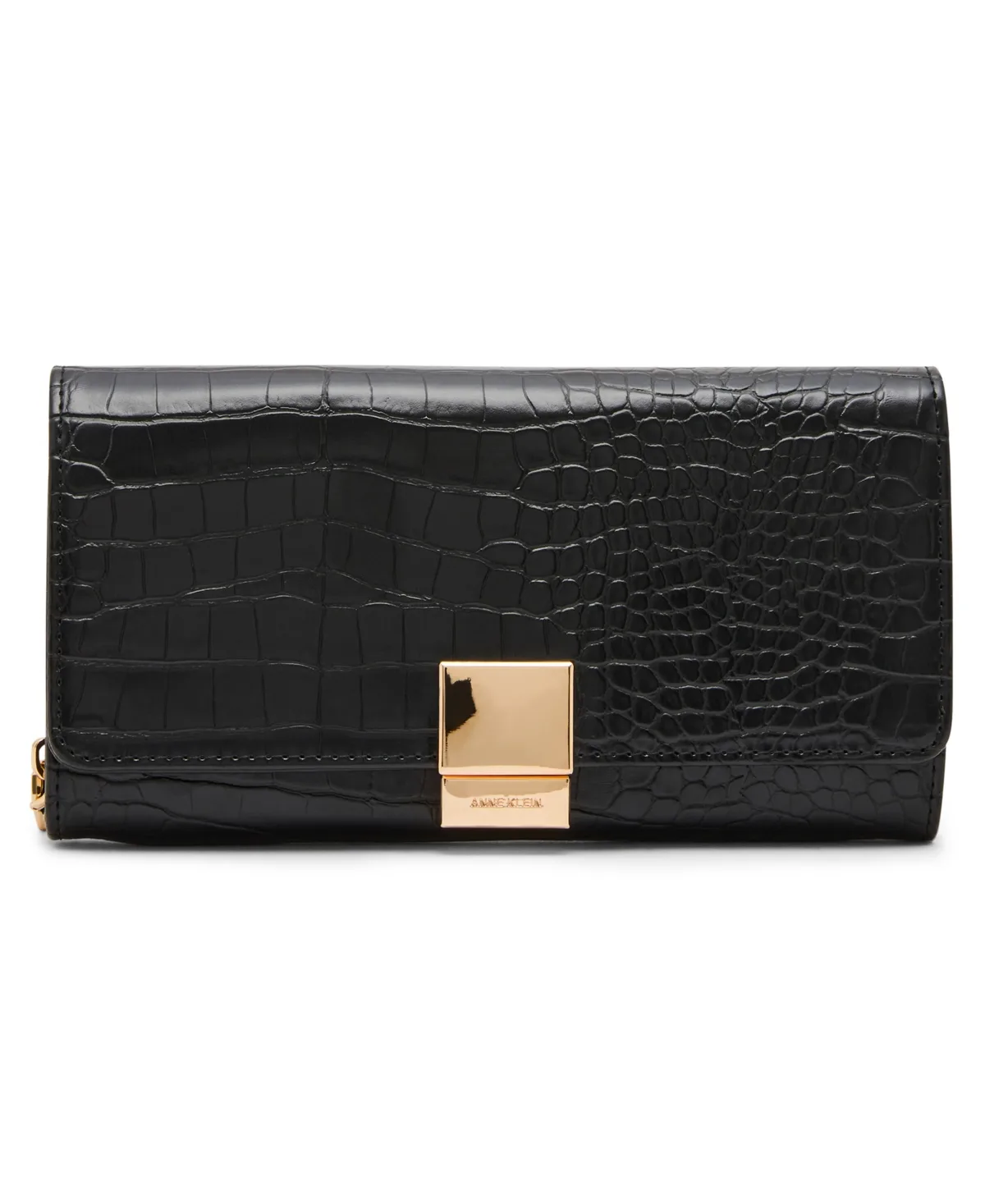 Croc-Embossed Chain Crossbody Wallet by Anne Klein