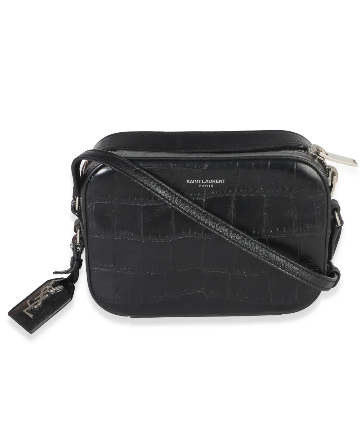Pre-Owned Crocodile Embossed Calfskin Mini Camera Bag by Saint Laurent