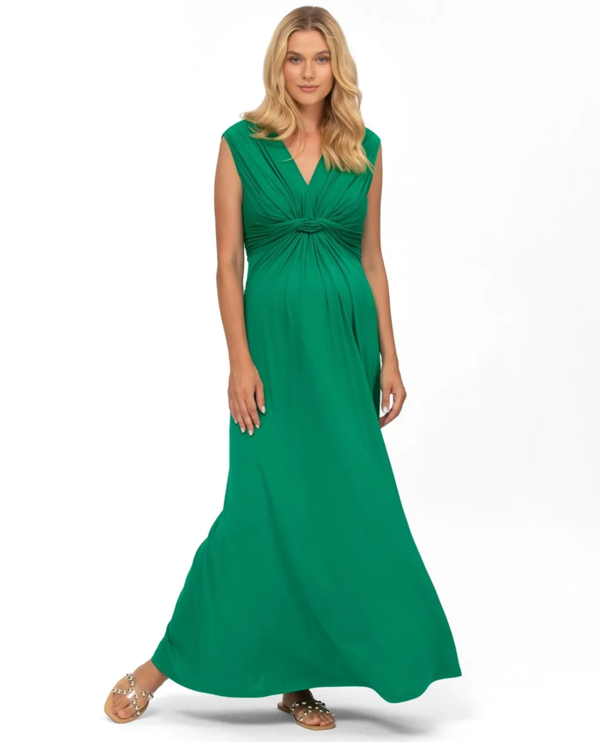 Sleeveless Knot Detail V-Neck Nursing Papaver Dress
