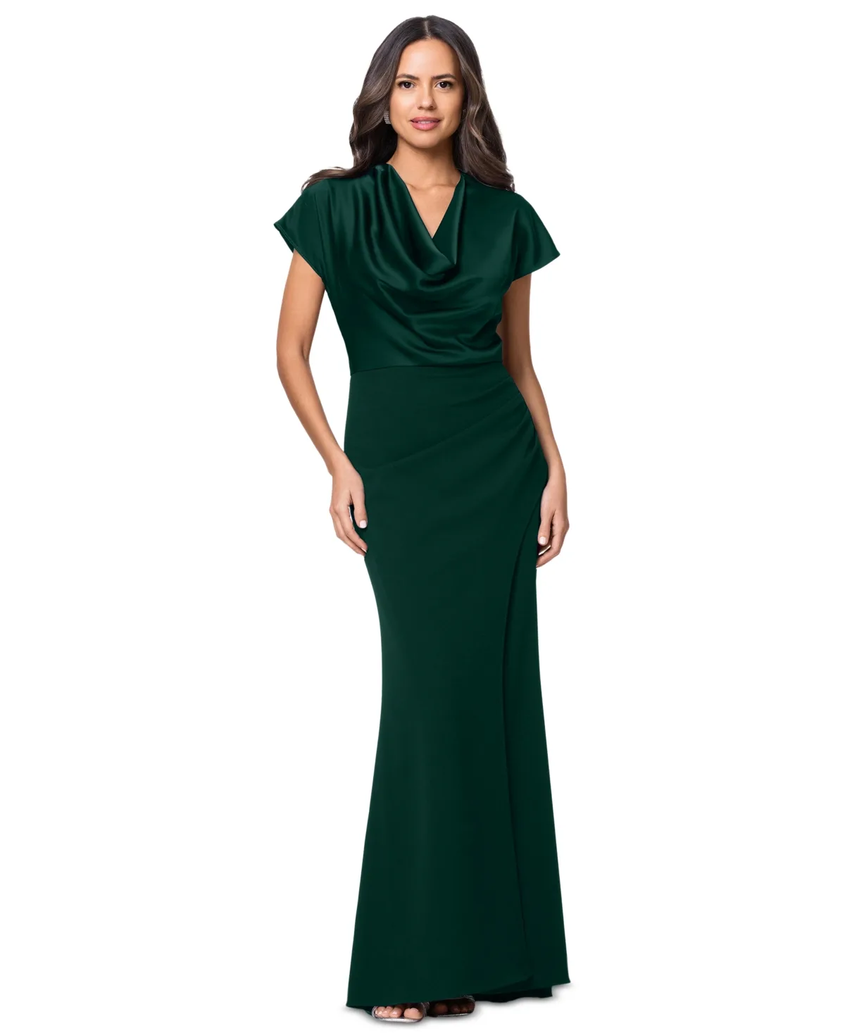 Cowl Neck Long Ball Gown by Betsy & Adam