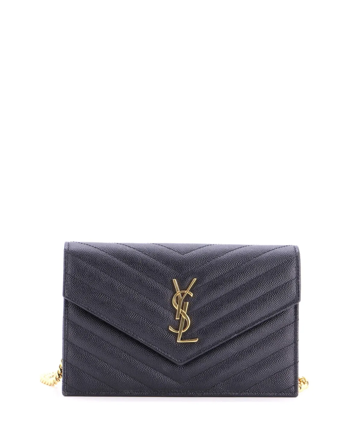 Pre-Owned Small Classic Monogram Wallet on Chain Matelasse Chevron Leather by Saint Laurent