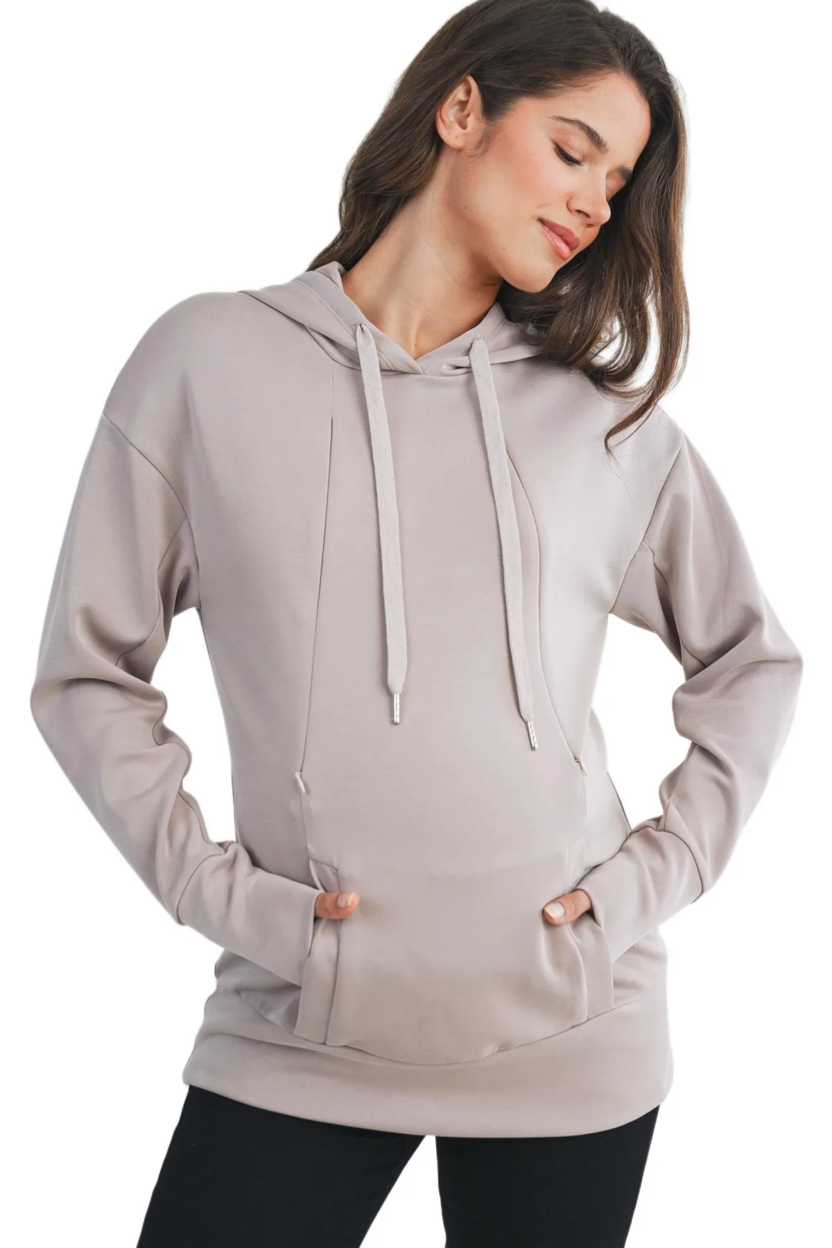 Maternity Casual Nursing Hoodie Sweatshirt by Hello Miz