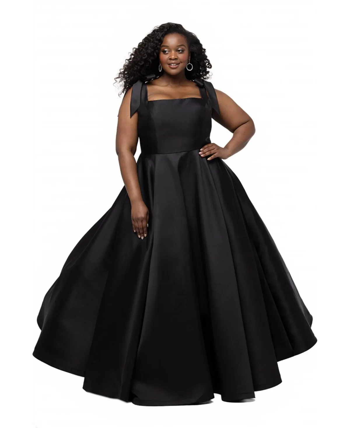 Picture Perfect Satin A-Line Square Neck Formal Gown by Sydneys Closet