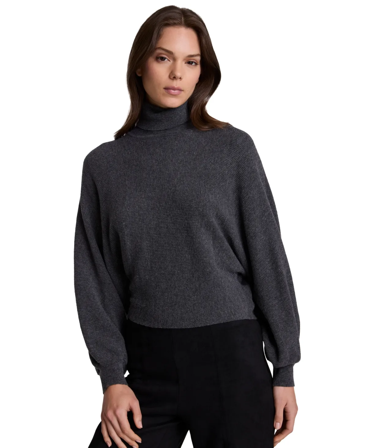 Horizontal Stitch Dolman Cropped Turtleneck Sweater