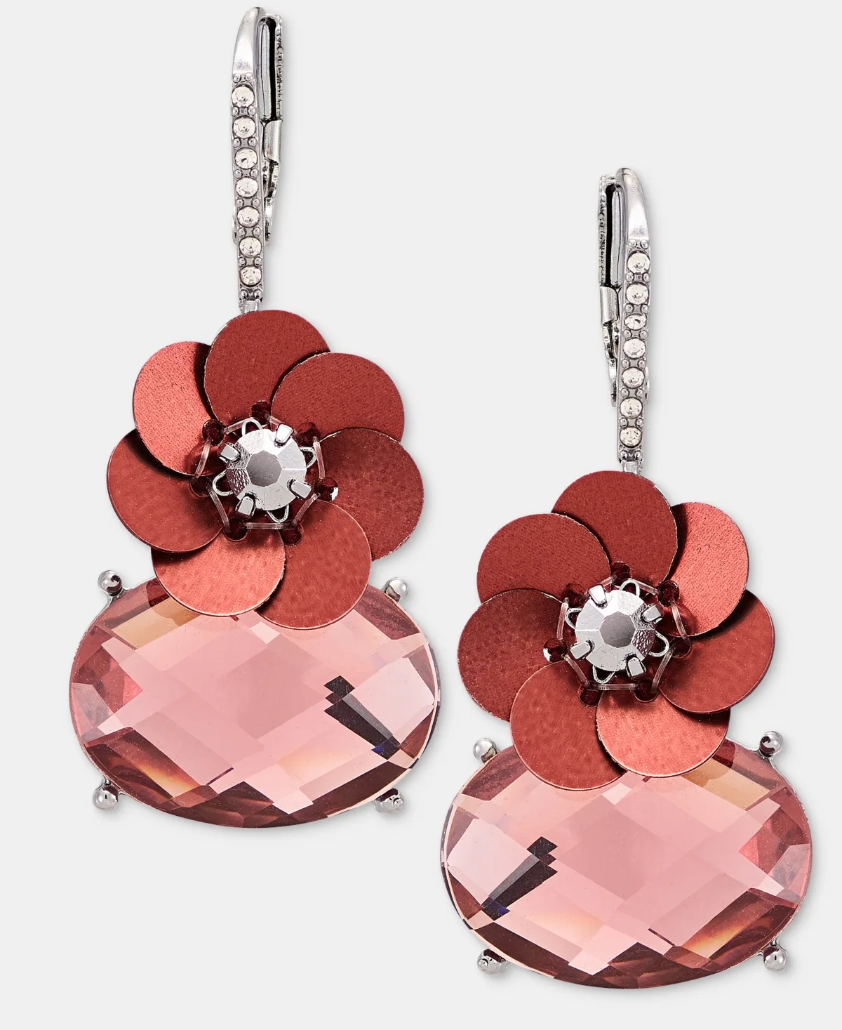 Crystal Floral Sequin Drop Earrings by Lonna & Lilly