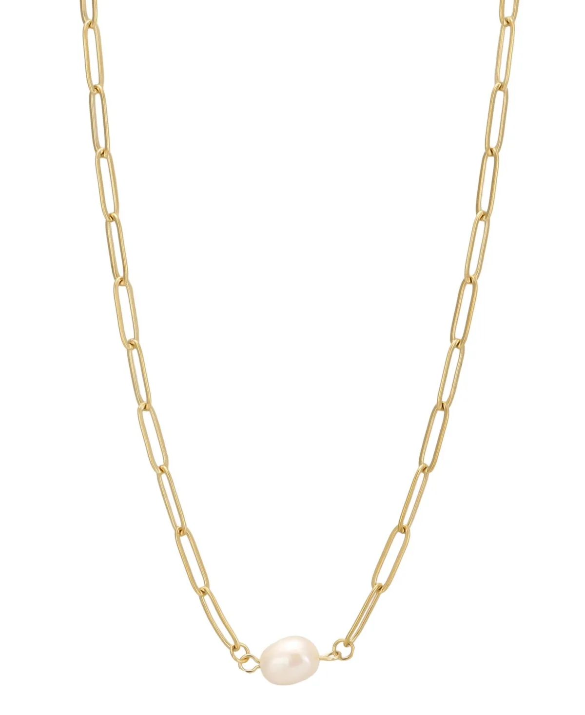 Imitation Pearl Gold-Tone Paperclip Necklace by Adornia