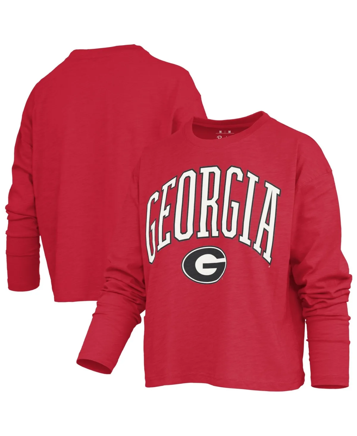 Georgia Bulldogs Motley Long-Sleeve Boxy Burnout Cotton-Blend T-Shirt by Pressbox