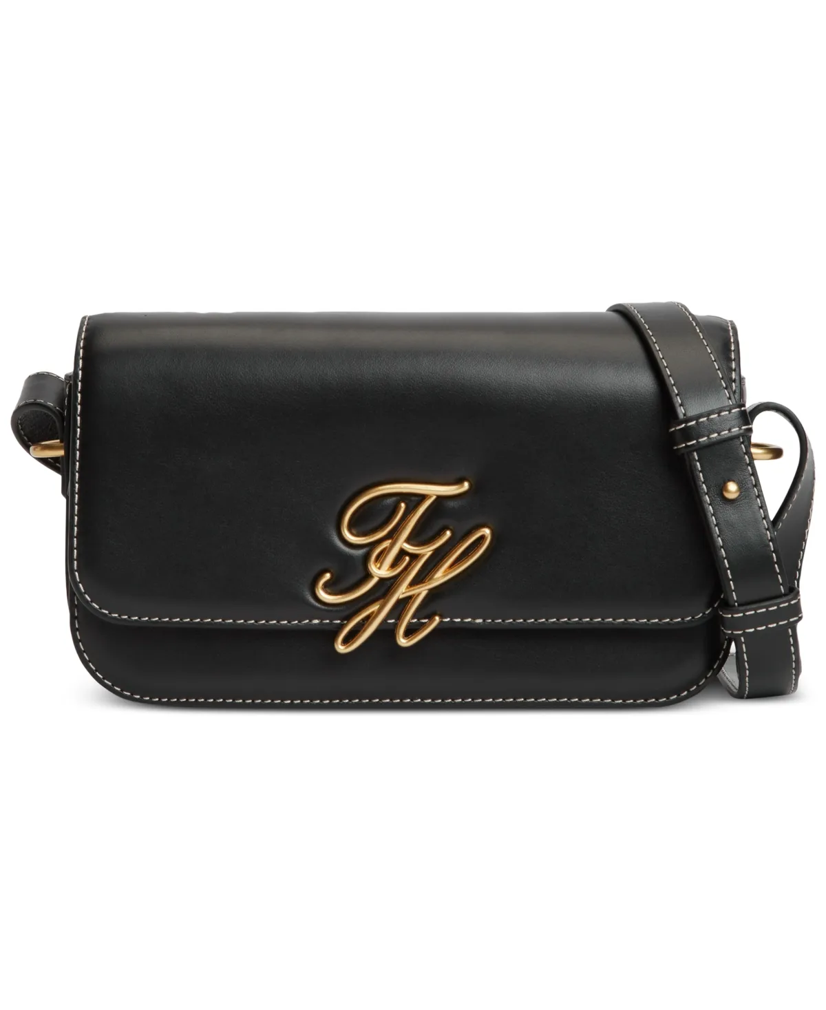 Script Leather Flap Crossover Bag by Tommy Hilfiger