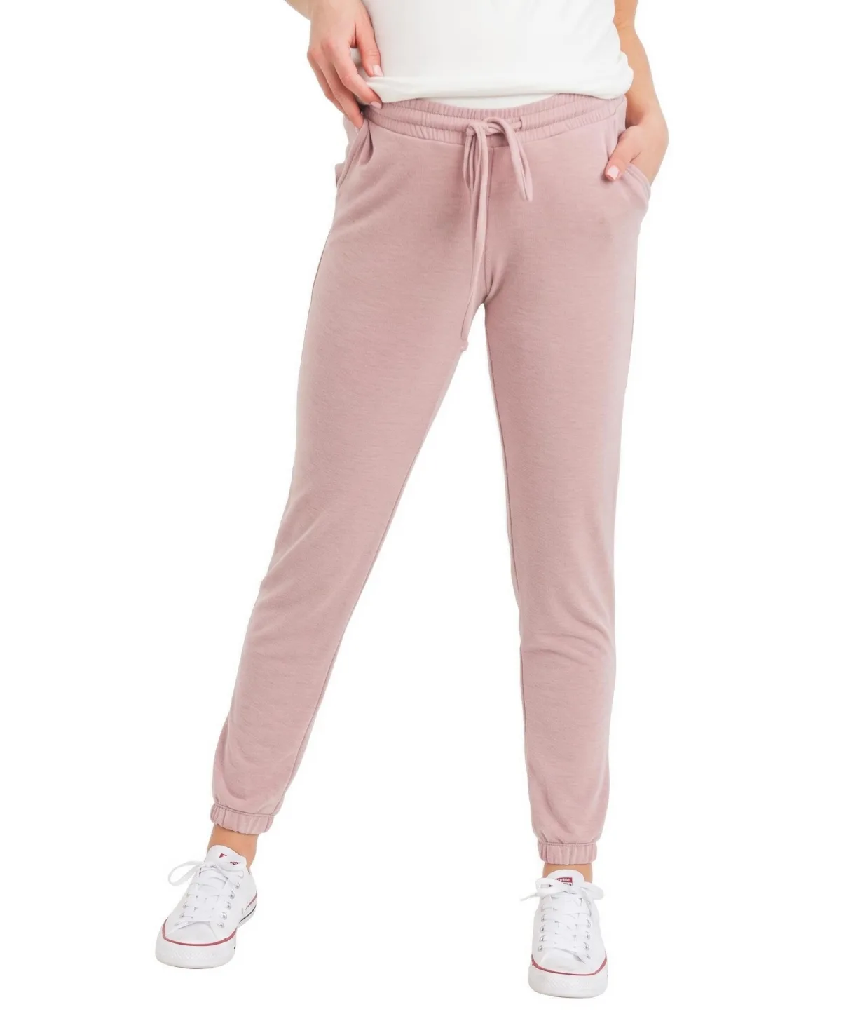 Two-Tone Brushed-Terry Full-Belly Jogger Pants