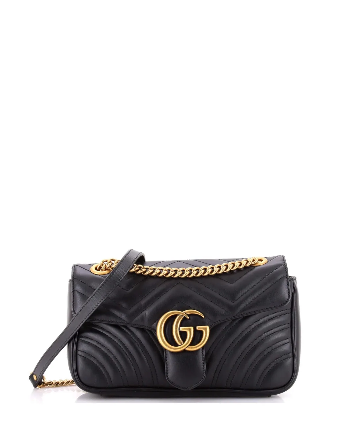 Pre-Owned Gg Marmont Matelasse Leather Small Flap Bag