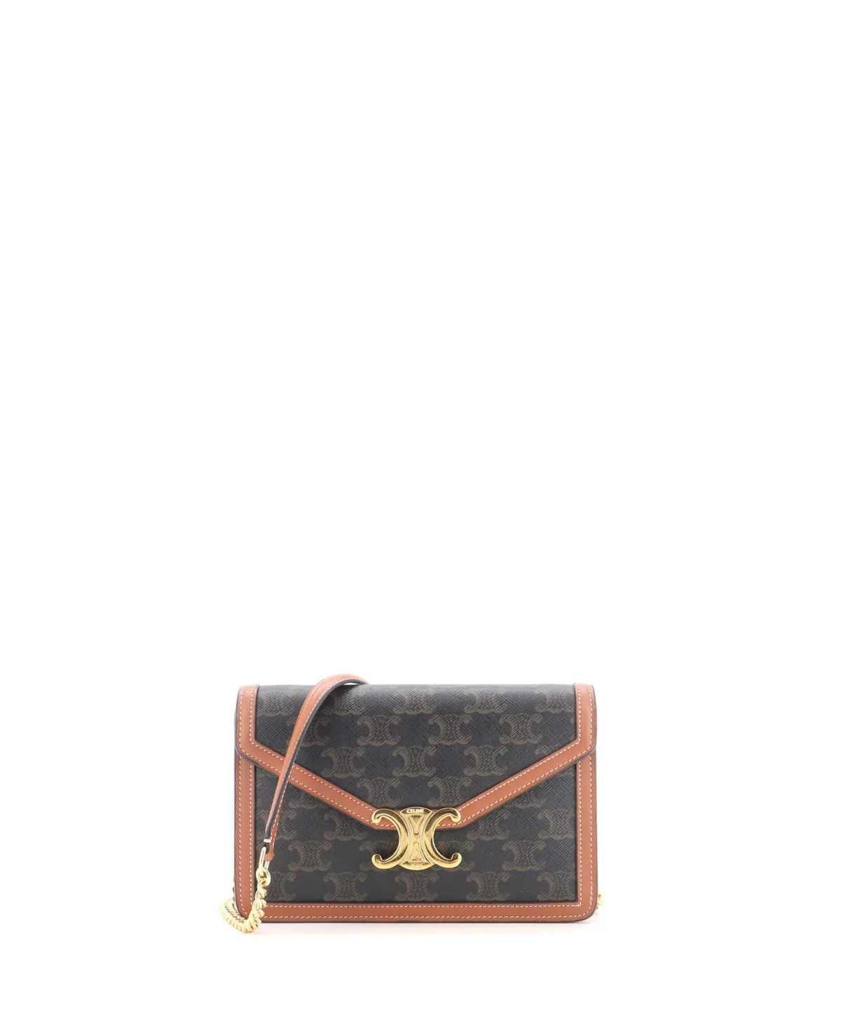 Pre-Owned Margo Triomphe Wallet on Chain Triomphe Coated Canvas by Celine