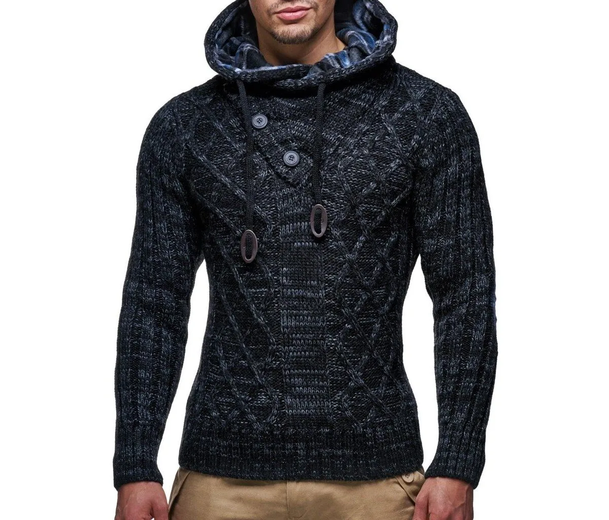 Knitted Pullover Long-Sleeved Slim Fit Hoodie Sweater by Leif Nelson