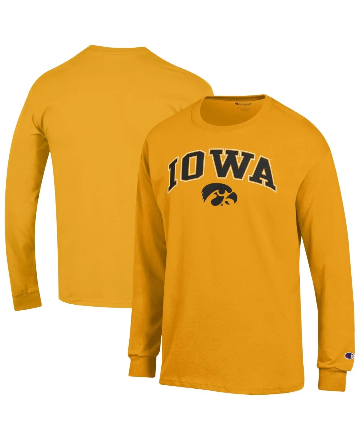 Iowa Hawkeyes Long-Sleeve Crewneck Screen-Print T-Shirt