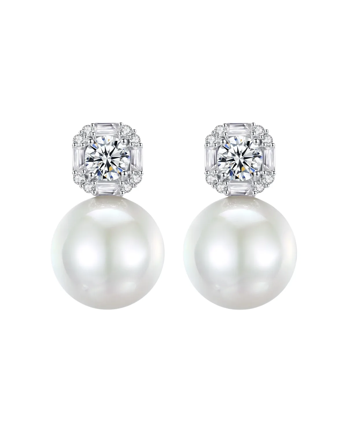 Crystal and Pearl Silver-Tone Kit Drop Earrings by Untamed Petals